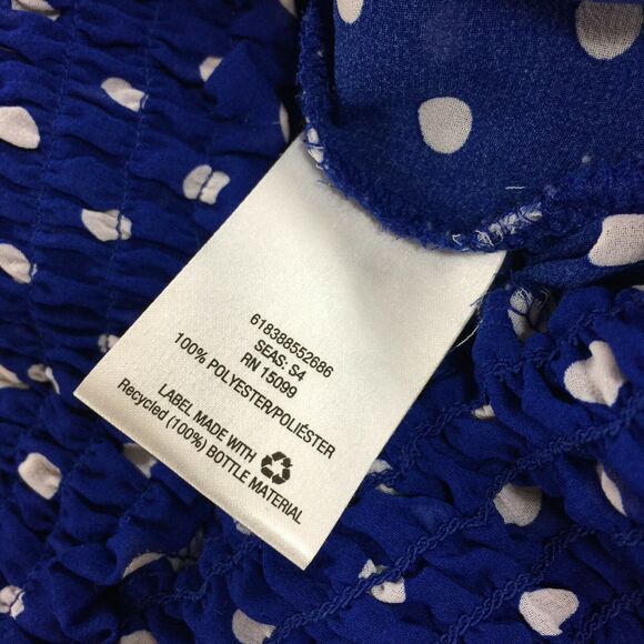 Metaphor Polka Dot Print Chiffon Blouse Size Medium Womens Bright Blue White Top - Picture 3 of 6